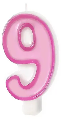 Produktbild von PartyPal Geburtstagskerze Zahl 9 Rosa