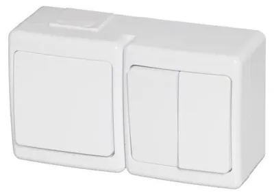 Productafbeelding van Dubbele schakelaar, inbouw, IP44, witte lichtschakelaar en stopcontact