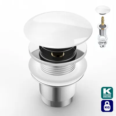 Produktbild von Push Open Waschbecken Ablauf ohne Überlauf Deckel Keramik Rund AA05R