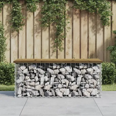 Produktbild von The Living Store Gartenbank aus Gabionen 103x44x42 cm Kiefernholz Imprägniert