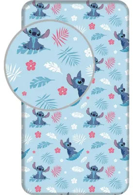 Imagen del producto de Sábana ajustable Lilo & Stitch, 90x200 cm – Sábana elástica transpirable de algodón