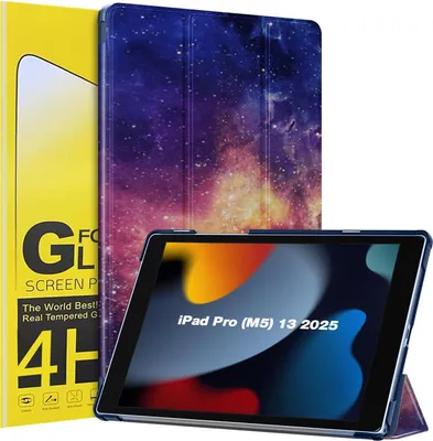 Produktbild von Schutzhülle + 2x 4H Displayfolie für Apple iPad Pro 8. Gen (M5) 2025 13 Zoll Cover Case Schutz Tablet Farbe: Nighttime