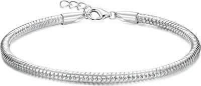Image de Adramata Bracelet Femme Argent 925 DIY avec Charms Réglable Bracelet 17+2.2CM