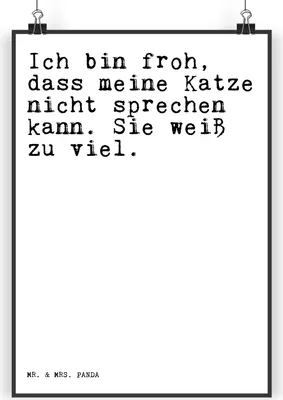 Produktbild von Mr. & Mrs. Panda Bild Ich bin froh, dass... DIN A3 - Weiß - Geschenk, Sprüche, lustig, typografie poster, Wandbild, Frauchen, Katzen, Kunstdruck, drucke, wanddeko, witzig