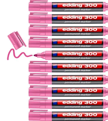 Produktbild von edding 300 Permanentmarker - pink - 10 Stifte - Rundspitze 1,5-3 mm - wasserfest