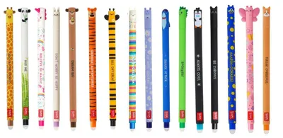 Produktbild von LEGAMI - Set of 16 Erasable Gel Pens with Thermosensitive Erase Ink, 0.7mm Tip, Animal Designs'