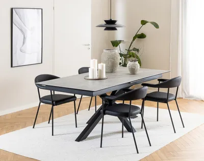 Produktbild von Kulissentisch >Heaven< (ausziehbar bis 240cm) in Grau, Glas-Keramik - 200(240)x76x100cm (BxHxT)
