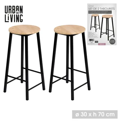 Produktbild von Urban Living Barhocker-Set 2 Tresenhocker Ø 30 x (H) 70 cm 151056