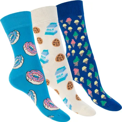 Produktbild von Footstar Bunte Fantasiesocken für Damen und Herren (3 Paar) Lustige Baumwollsocken – Süßigkeiten