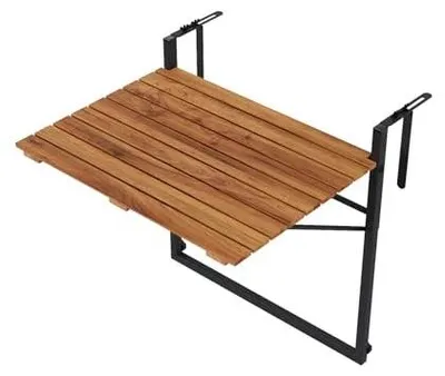 Zdjęcie produktu dla Stolik balkonowy składany na balustradę 43X57 cm akacja regulowany