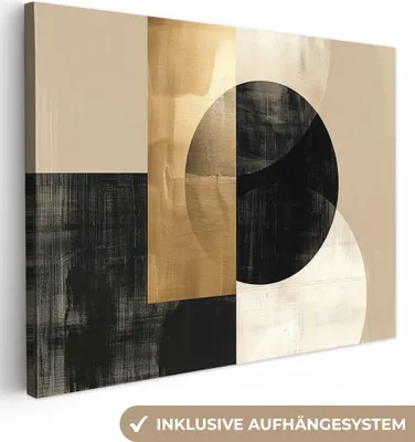 Produktbild von Wandbilder wohnzimmer 80x60 cm - Abstrakt und Modern - Gold, Leinwand Bilder, Wanddeko, Gemälde