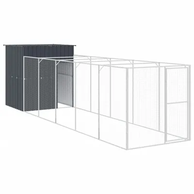 Image de vidaXL Niche pour chiens avec enclos Anthracite 165x659x181cm Acier galvanisé