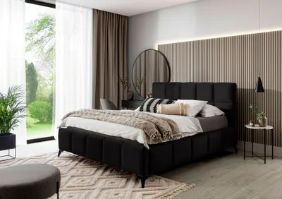 Obrázok produktu pre Čalúnená posteľ 140x200 MENVORA - čierna 2