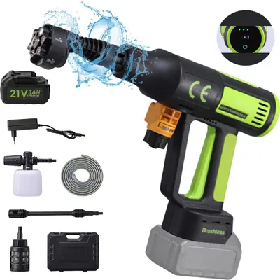 Image de Nettoyeur haute pression sans fil - 21 V - 600 W, 100 bars, 10 l/min, moteur sans balais, 1 batterie incluse