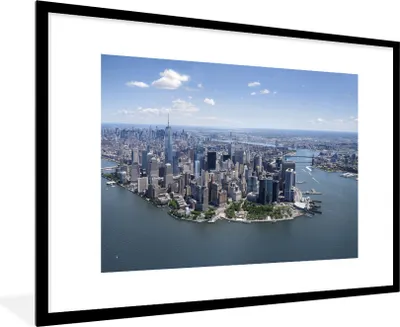 Produktbild von MuchoWow® Gerahmtes Poster New York - USA - Skyline 90x60 cm - Poster mit Schwarzem Bilderrahmen Wandposter Rahmen Foto Bilder - Wanddekoration - Fotos