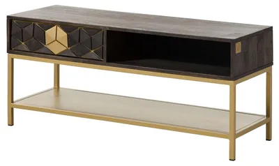 Immagine prodotto di MASSIVMOEBEL24 | tavolino da salotto in legno di Mango 110x40x50 grigio scuro oliato DIAMOND #100