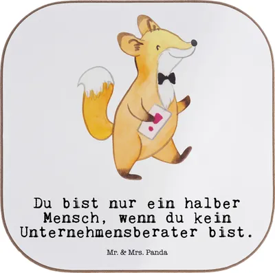 Produktbild von Mr. & Mrs. Panda Untersetzer für Gläser Unternehmensberater Herz - Weiß - Geschenk, gläseruntersetzer, bieruntersetzer, Getränkeuntersetzer, Coaster