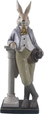 Produktbild von Clayre & Eef Figur Kaninchen 17x9x46 cm Blau Grau Polyresin