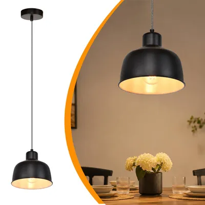 Immagine prodotto di ZMH lampada a sospensione 1 luce nera lampada a sospensione tavolo da pranzo luce a sospensione vintage industriale retrò E27 lampada a sospensione in metallo per sala da pranzo cucina soggiorno ristorante camera da letto