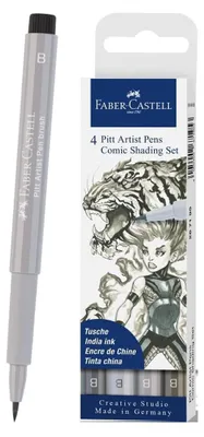 Produktbild von Faber Castell Tuschestift Pitt Artist Pen 4er Comic grau