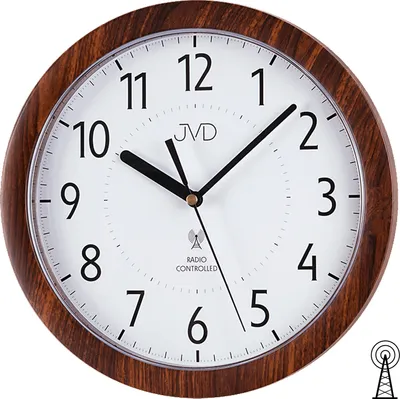 Produktbild von JVD RH612.9 Wanduhr Funk Funkwanduhr analog nussbaum farben rund