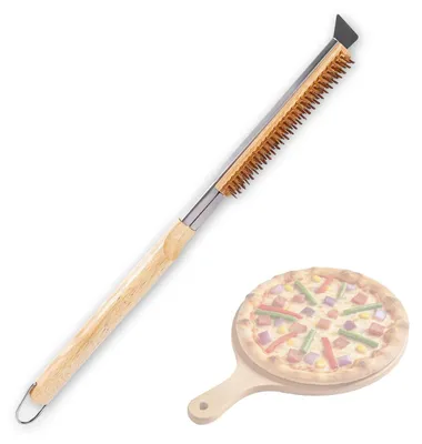 Obrázek produktu pro Škrabka na pizzu s nerezovým škrabákem a dřevěnou rukojetí