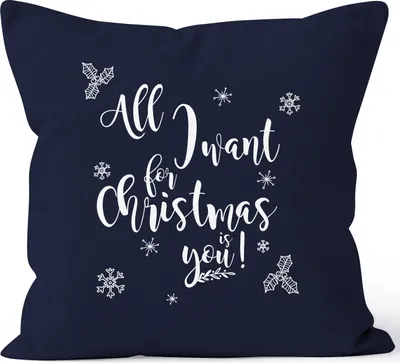 Produktbild von Romantischer Kissenbezug all I want for Christmas is you MoonWorks® navy unisize