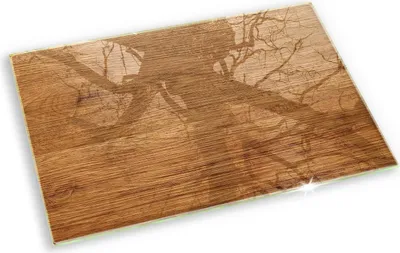 Produktbild von Unterlage für Kerzen Minimalistisch Glas Gummifüße - 80x52 cm - Holzstrukturplatte