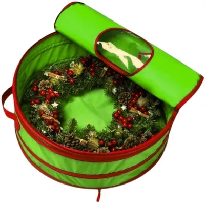 Productafbeelding van Opbergtas Kerstkrans Kerstverlichting Groen 60 Cm