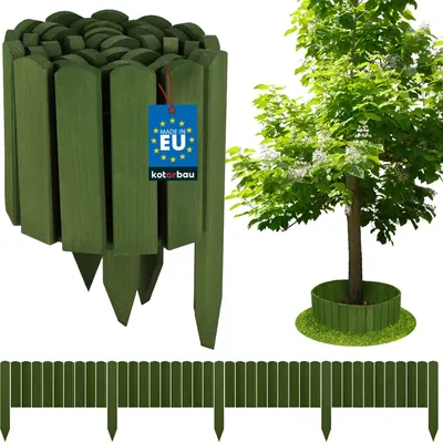 Obrázek produktu pro KOTARBAU® Ohraničení záhonů 200 x 20 cm Rollborder Flexibilní ohraničení záhonů Plot pro záhony Ohraničení květinových záhonů  Zásuvný plot Okraj trávníku Borové dřevo Zelená