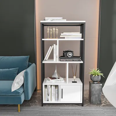 Produktbild von Skye Decor, Valero - White, Black, Bücherregal, Weiß, 100 % MELAMINBESCHICHTETE SPANPLATTEN, 60 x 29,6 x 120 cm