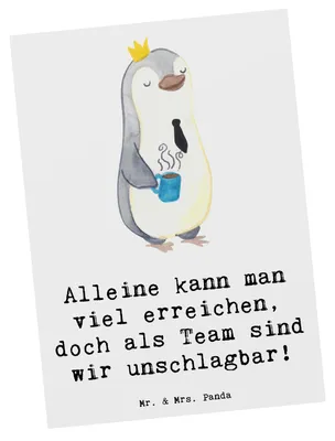 Produktbild von Mr. & Mrs. Panda Postkarte Im Team zusammenarbeiten - Weiß - Geschenk, Stärke, Zuversicht, Hoffnung, Mut machen, Ansichtskarten, Grußkarte, Ansichtskarte, Vision, Trost