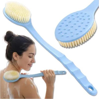 Obrázok produktu pre Kefa na umývanie tela pre masážny prístroj na chrbát, peeling, dlhá rukoväť, modrá