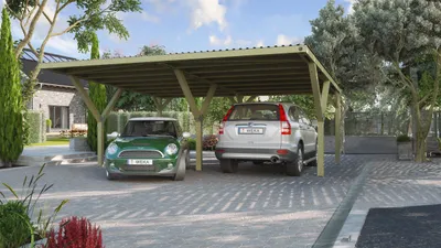 Produktbild von Y-Doppelcarport, mit PVC-Dach B x T x H 592 x 606 x 250, KI-generiertes Bild