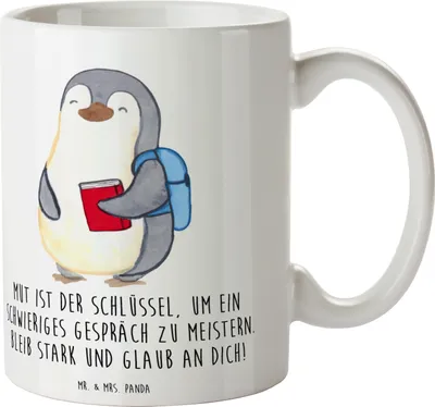 Produktbild von Mr. & Mrs. Panda Tasse Ein schwieriges Gespräch führen - Weiß - Geschenk, haferl, Trinkbecher, Emotionen, Trost, schöne, Kaffeebecher, Mut, Kaffeetasse, meistern