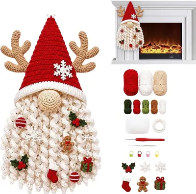 Produktbild von DIY Häkelset - Häkelset für Türhänger - Weihnachten - Häkelset zum Selbermachen - Bastelset für Erwachsene - Herbstdeko - Wanddekoration