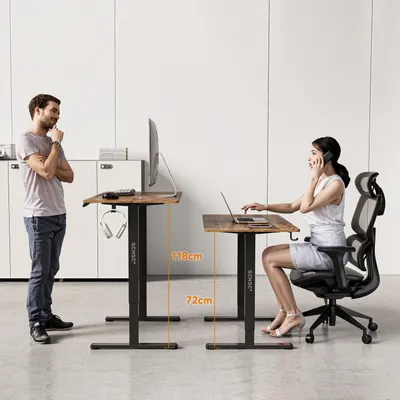 Produktbild von SENSE7 NOJO LIGHT Höhenverstellbarer Schreibtisch Elektrisch 120x60 cm Dunkelbraun Schwarz Gaming Tisch Computertisch Stehtisch Memory PC Büro