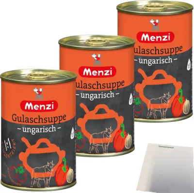Produktbild von Menzi ungarische Gulaschsuppe Konzentrat 1zu1 3er Pack (3x400ml Dose) + usy Block