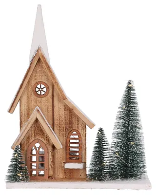 Produktbild von Dekofigur Haus aus Holz,LED, 34 cm