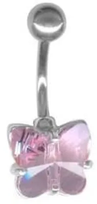 Immagine prodotto di Ombelico in argento Piercing a farfalla con elementi di cristallo - Rosa