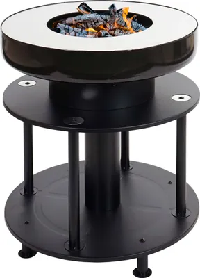 Produktbild von Feuerschale mit Grill HWC-K95, Feuerstelle Grill BBQ, Grillplatte Ablagefläche, Stahl Edelstahl Emaille Ø 56cm schwarz