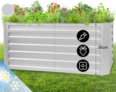 Produktbild von Blumfeldt Hochbeet aus Metall, Wetterfestes Stahl-Hochbeet für Balkon & Garten, Rostfreies Hochbeet Verzinkt, Freistehende Hochbeete 120x60x60 cm, 432L Pflanzkübel Groß für Blumen, Obst, Gemüse