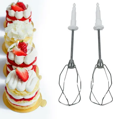 Produktbild von Bosch 00653471 Rührbesen Turbobesen Set rechts links für Handmixer Mixer Schneebesen mit Metallkupplung