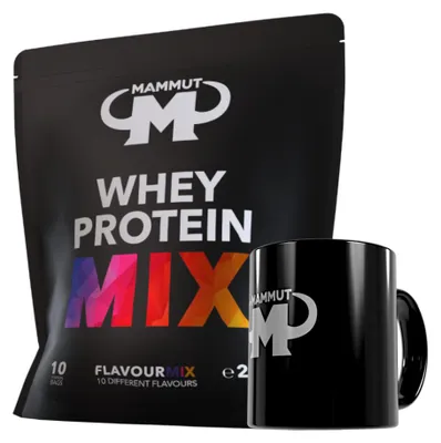 Produktbild von Mammut Nutrition - Whey Protein 10 x 25 g Proben Mixbeutel - 10 Portionen Eiweiß + GRATIS Keramik Tasse, Geschmack: Mix Beutel 10 x 25 g