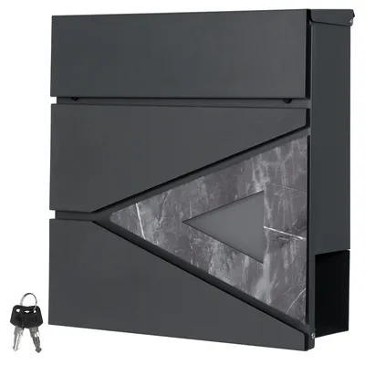 Productafbeelding van Elzusha - Brievenbus met Krantenhouder Antraciet/Zwart Marmerlook 37x36.5x11cm