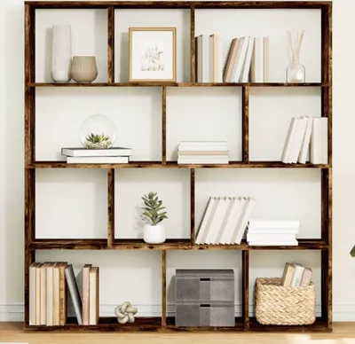 Productafbeelding van Maison Exclusive - Boekenkast, gerookt eikenhout, 132x29x141,5 cm, houtvezel
