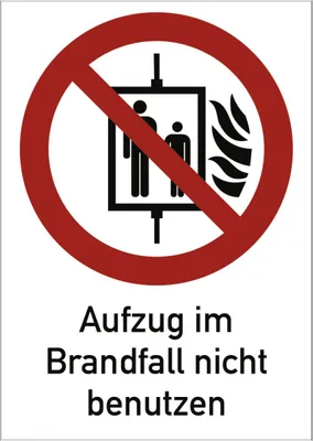 Produktbild von Dreifke® Aufkleber Aufzug im Brandfall nicht benutzen ISO 7010, Kombischild, ...