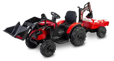 Productafbeelding van Hercules elektrische kinder tractor met frontlader, graafarm en aanhanger