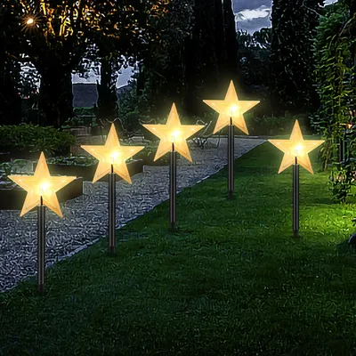 Produktbild von Jiubiaz LED Leuchtstäbe Sterne 5er Set Sterne Weihnachtsbeleuchtung Weihnachtsbaum Lichterketten
