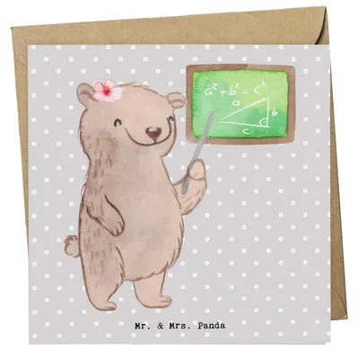 Produktbild von Mr. & Mrs. Panda doppelkarte Nachhilfelehrer Mathe Herz - Grau Pastell - Geschenk, Glückwunschkarte, Nachhilfe, Nachhilfeunterrricht, Mathematik, Grußkarte, anlasskarte